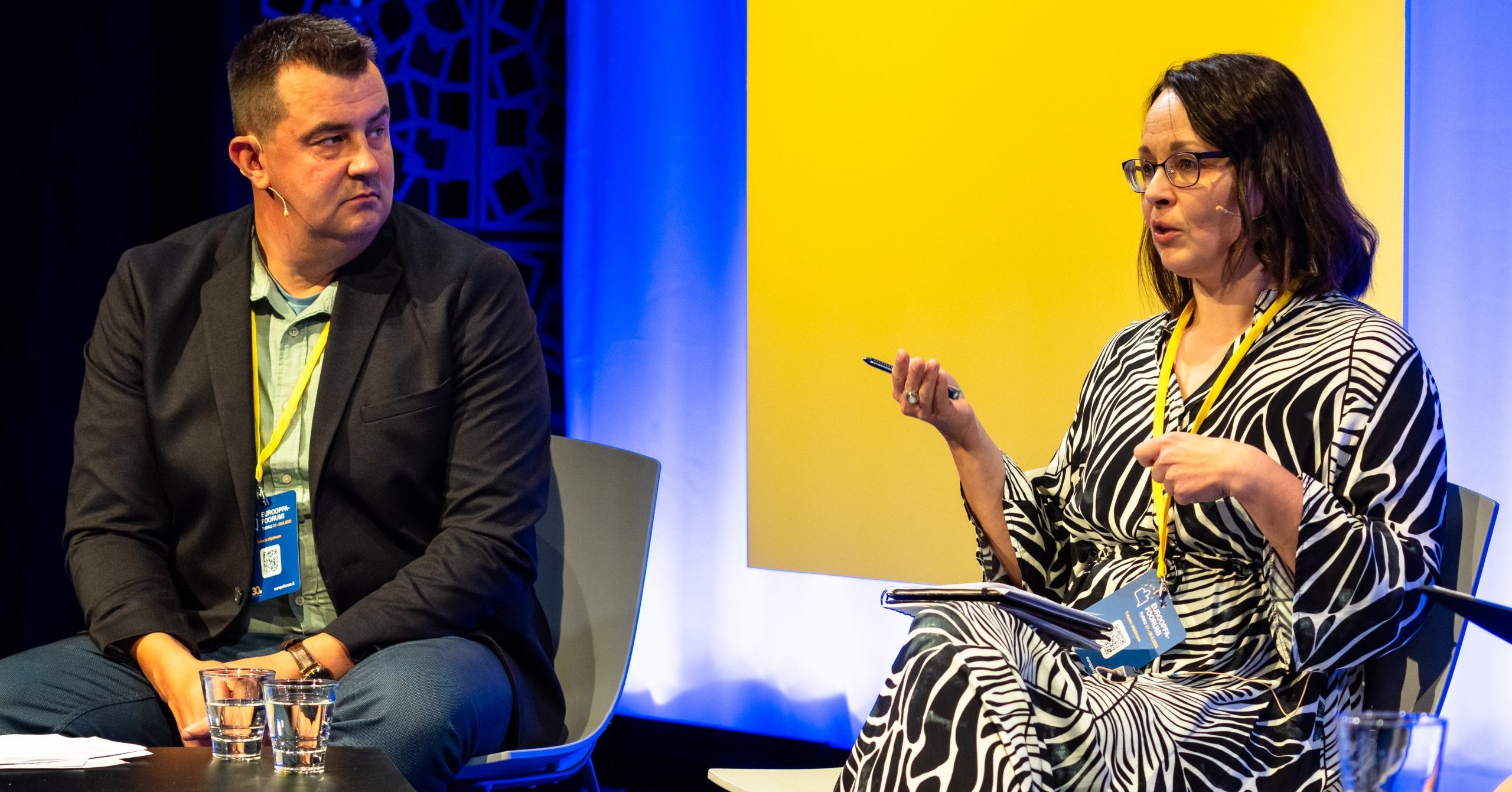 Tero Liukas and Elsi Kauppinen having panel discussion in Europe forum.