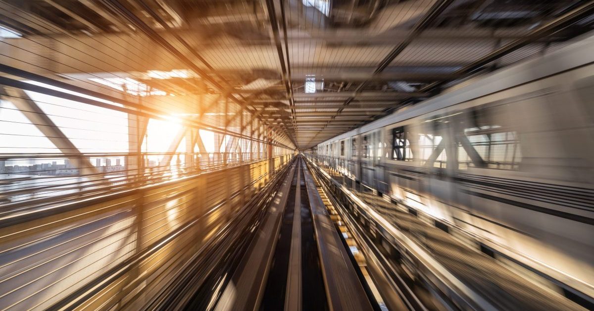 Motiob blur indicating train moving.