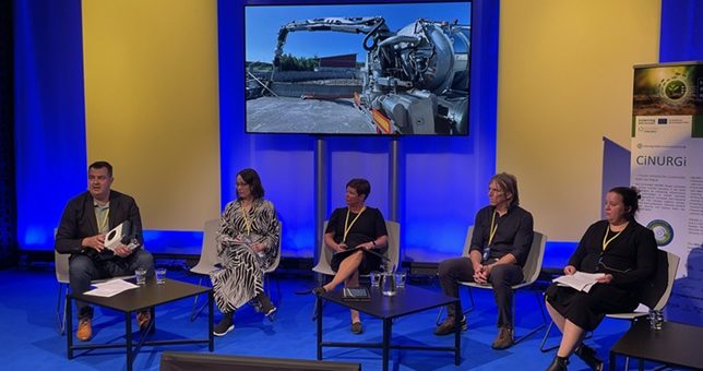 From left: Tero Liukas, Sari Luostarinen, Kirsi Ahlman, Erik Sindhöj, Elsi Kauppinen at Europe forum 2025.