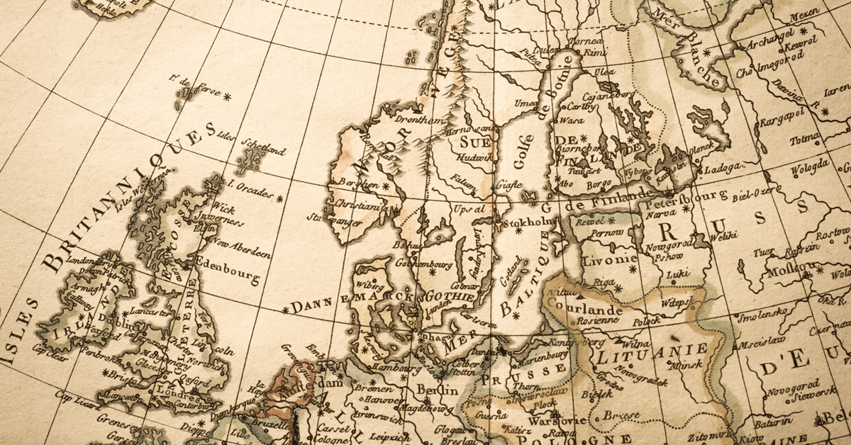 Vanha kartta Pohjois-Euroopan alueesta